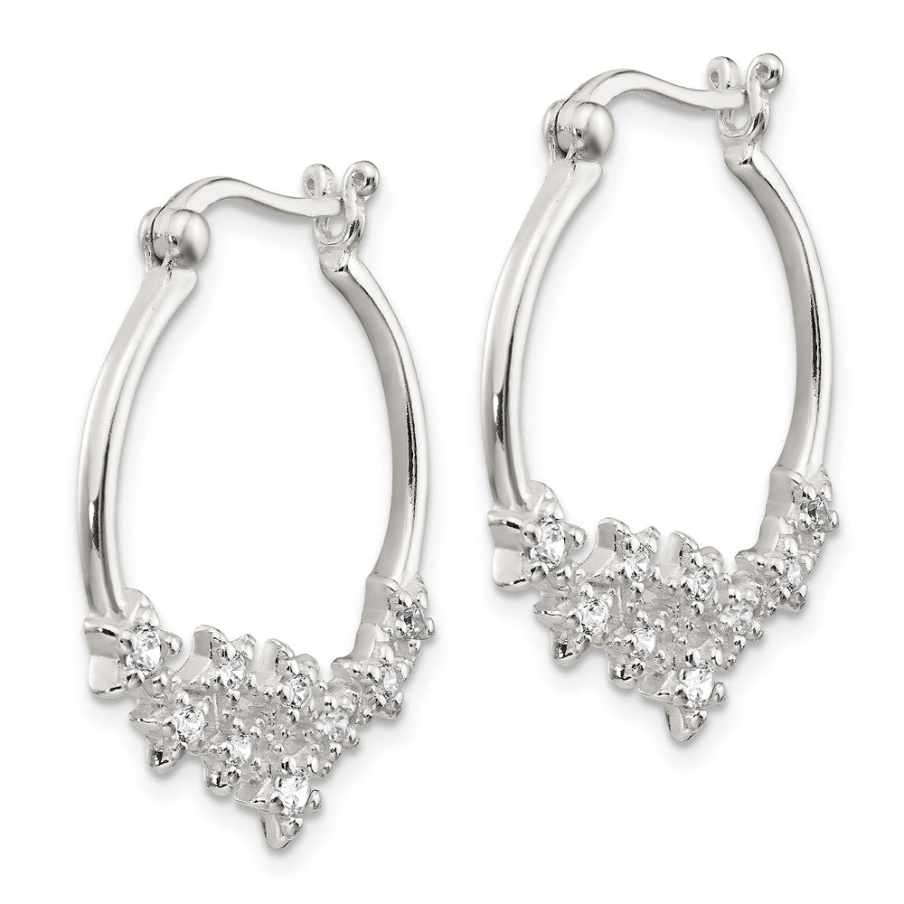 Sterling Silver Cz Star Hoop Earrings