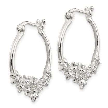 Sterling Silver Cz Star Hoop Earrings