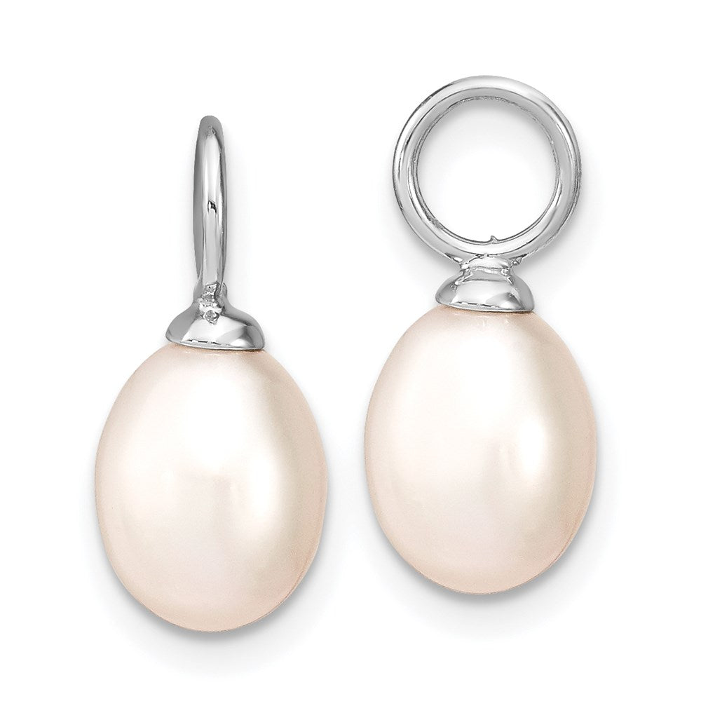 Sterling Silver Rh 7-8mm Wte/Blk Fwc Pearl Cz Changeable Earring