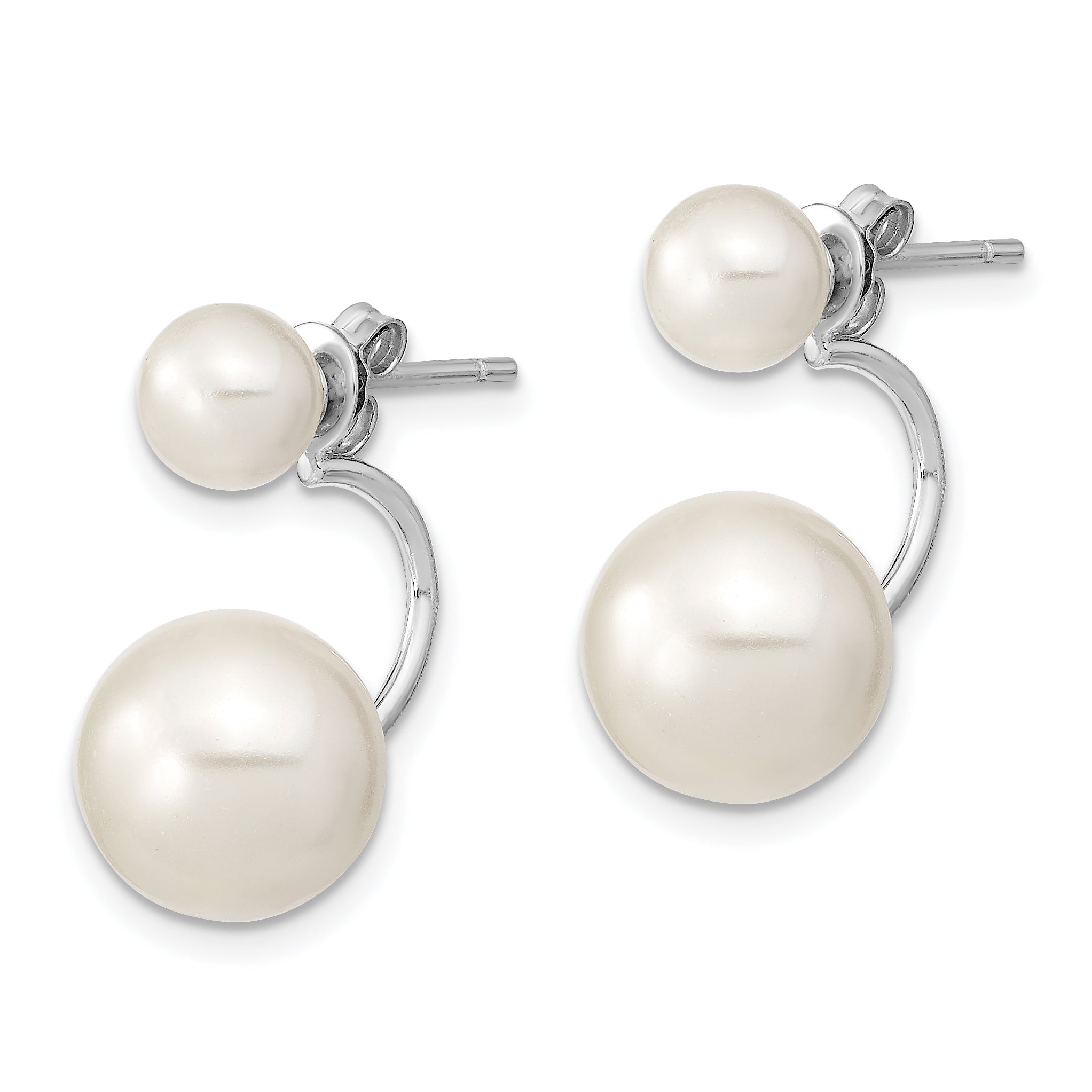 Sterling Silver Rhodium-Plated Set Of 3 Mop/Crystal Front Back Earrings