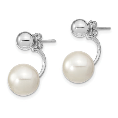 Sterling Silver Rhodium-Plated Set Of 3 Mop/Crystal Front Back Earrings
