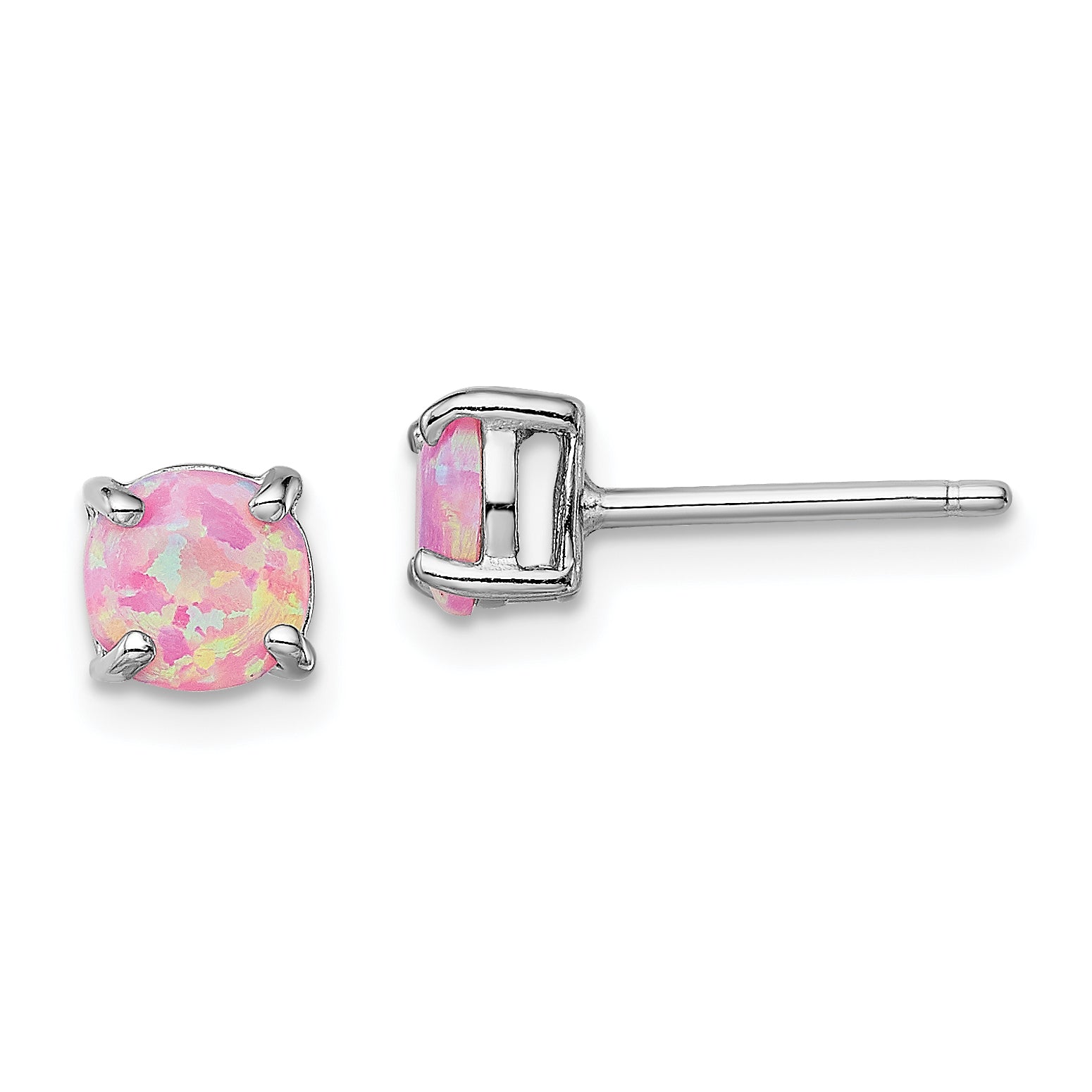 Sterling Silver Rhodium-Plated White/Pink/Blue Cr. Opal Set/3 Earrings