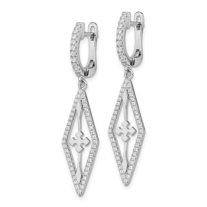 Sterling Silver Rhodium-Plated Cz Dangle Earrings