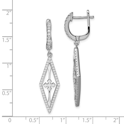 Sterling Silver Rhodium-Plated Cz Dangle Earrings