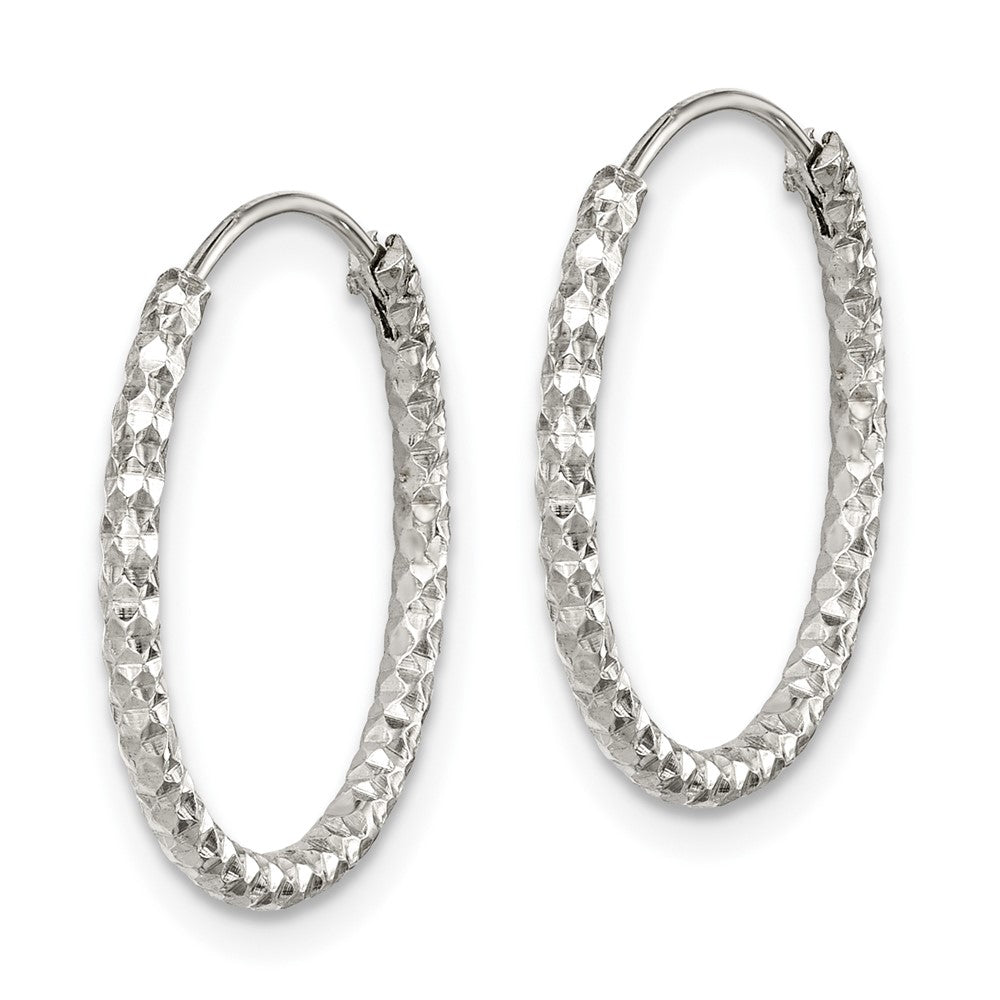 Sterling Silver Diamond Cut 1.5X18mm Endless Hoop Earrings