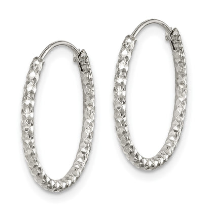 Sterling Silver Diamond Cut 1.5X18mm Endless Hoop Earrings