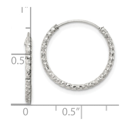 Sterling Silver Diamond Cut 1.5X18mm Endless Hoop Earrings