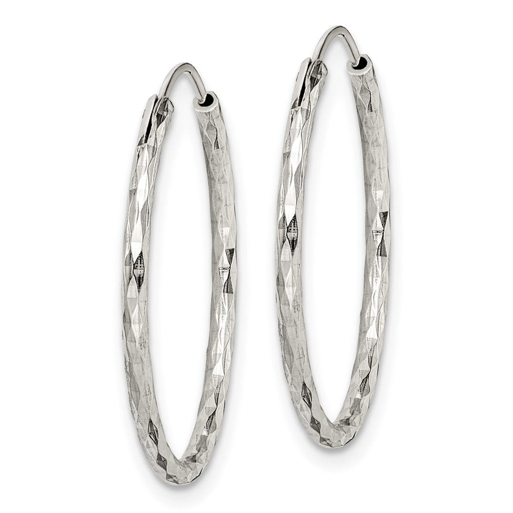 Sterling Silver Diamond Cut 1.5X24mm Endless Hoop Earrings