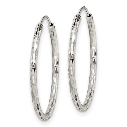 Sterling Silver Diamond Cut 1.5X24mm Endless Hoop Earrings