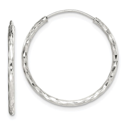 Sterling Silver Diamond Cut 1.5X24mm Endless Hoop Earrings