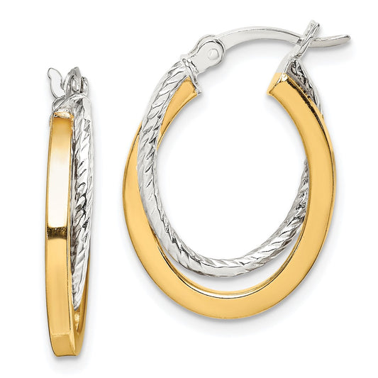Sterling Silver And Gold Tone Double Hoop Earrings