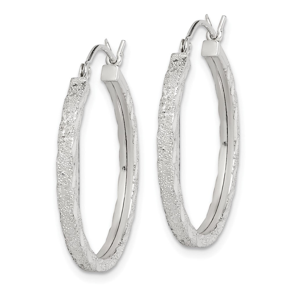 Sterling Silver Diamond-Cut 2.5mm Hoop Earrings