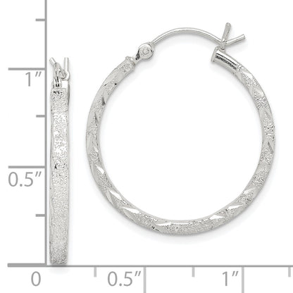 Sterling Silver Diamond-Cut 2.5mm Hoop Earrings