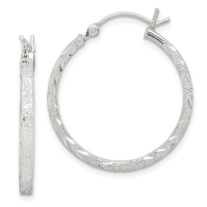Sterling Silver Diamond-Cut 2.5mm Hoop Earrings