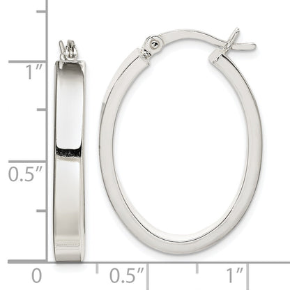 Sterling Silver Polished 4mm Oval Hoop Earrings