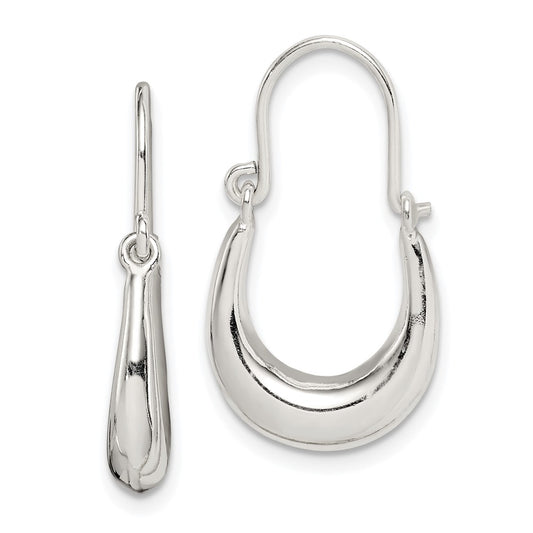 Sterling Silver Polished & Tapered Oval Hoop Earrings