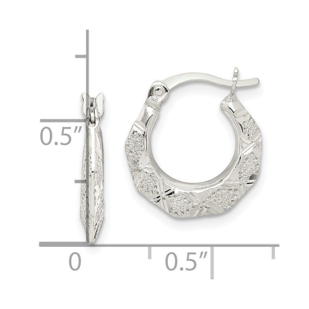 Sterling Silver Diamond Cut & Textured Hoop Earrings