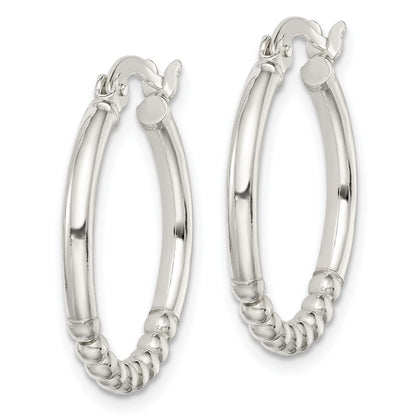 Sterling Silver Beaded Hoop Earrings