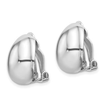Sterling Silver Rhodium-Plated Polished Non-Pierced Oval Earrings