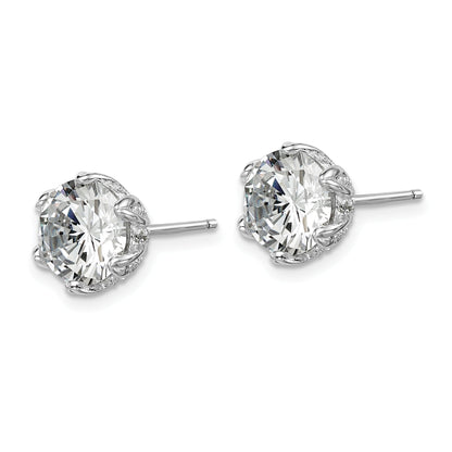 Sterling Silver Rhodium-Plated Cz Stud Earrings