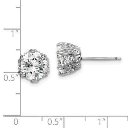 Sterling Silver Rhodium-Plated Cz Stud Earrings