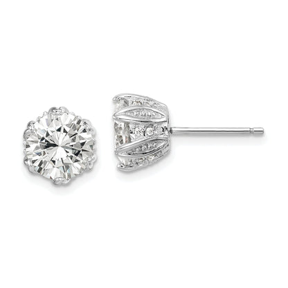 Sterling Silver Rhodium-Plated Cz Stud Earrings