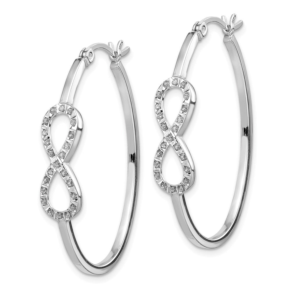 Sterling Silver Diamond Fascination Mystique Platinum-Plated Infinity Hoop Earrings