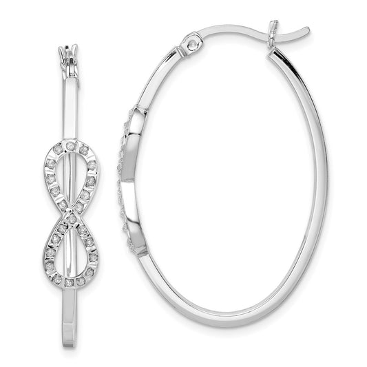 Sterling Silver Diamond Fascination Mystique Platinum-Plated Infinity Hoop Earrings