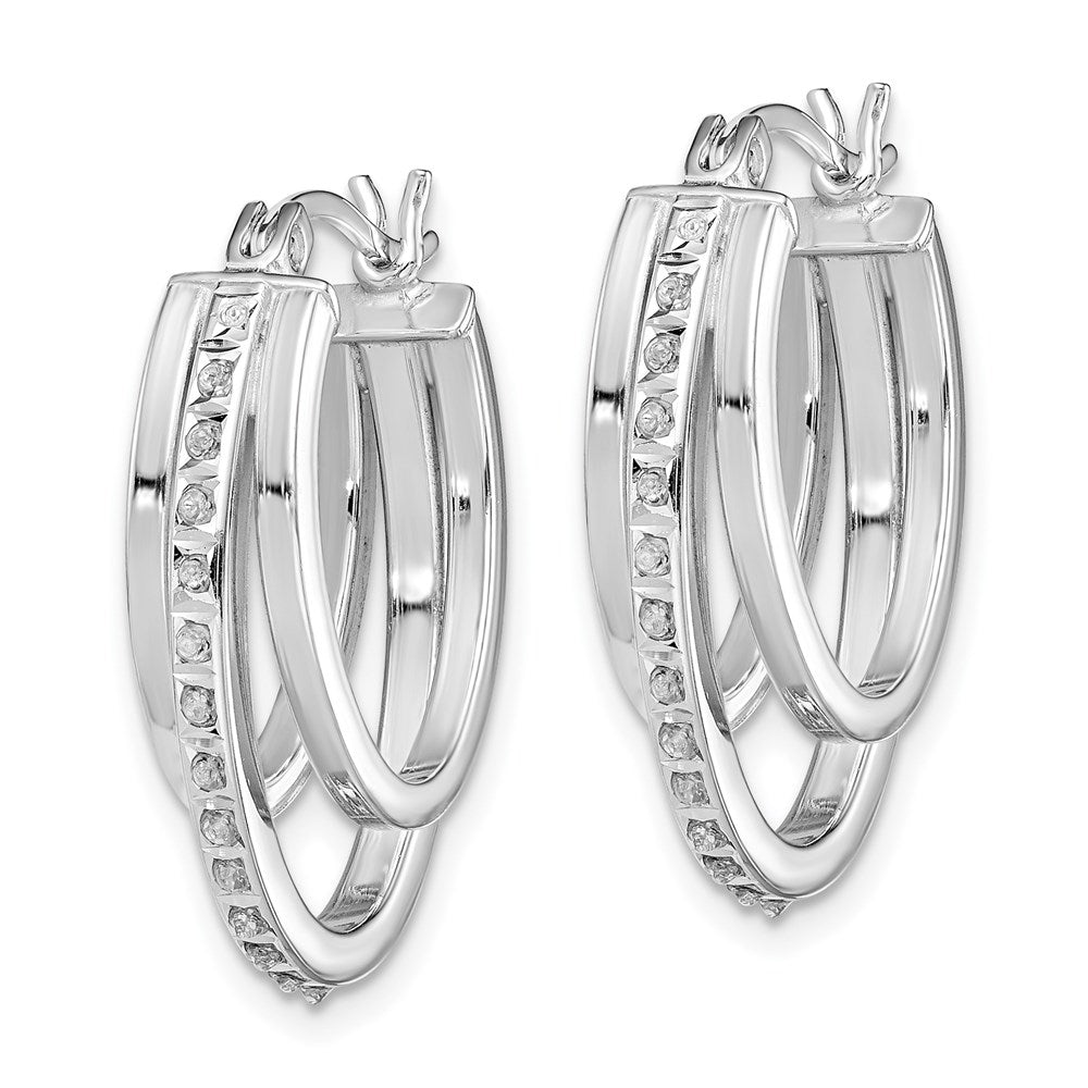 Sterling Silver Diamond Fascination Mystique Platinum-Plated Multi Hoop Earrings