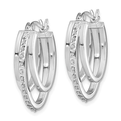 Sterling Silver Diamond Fascination Mystique Platinum-Plated Multi Hoop Earrings