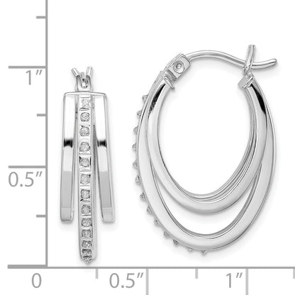 Sterling Silver Diamond Fascination Mystique Platinum-Plated Multi Hoop Earrings