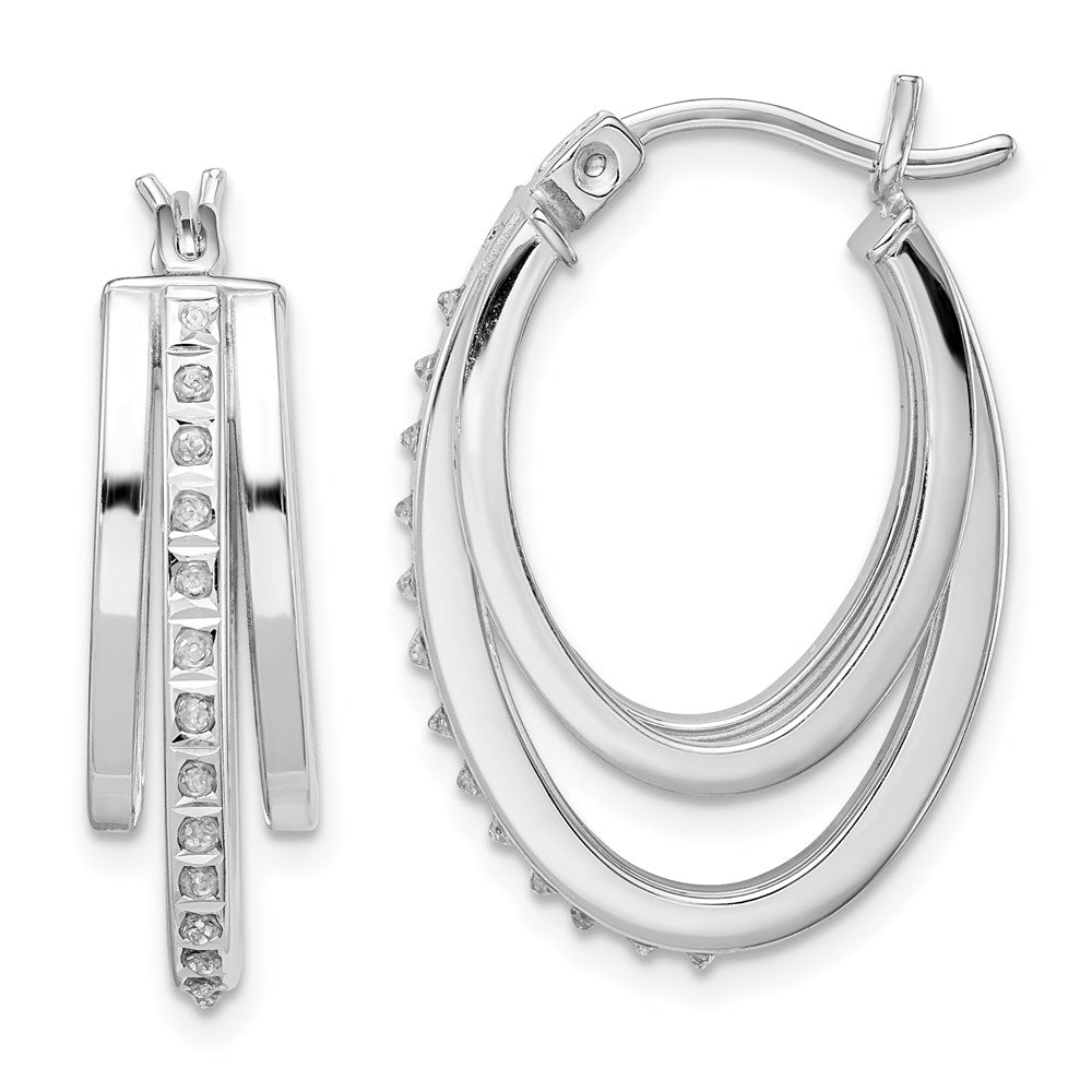 Sterling Silver Diamond Fascination Mystique Platinum-Plated Multi Hoop Earrings