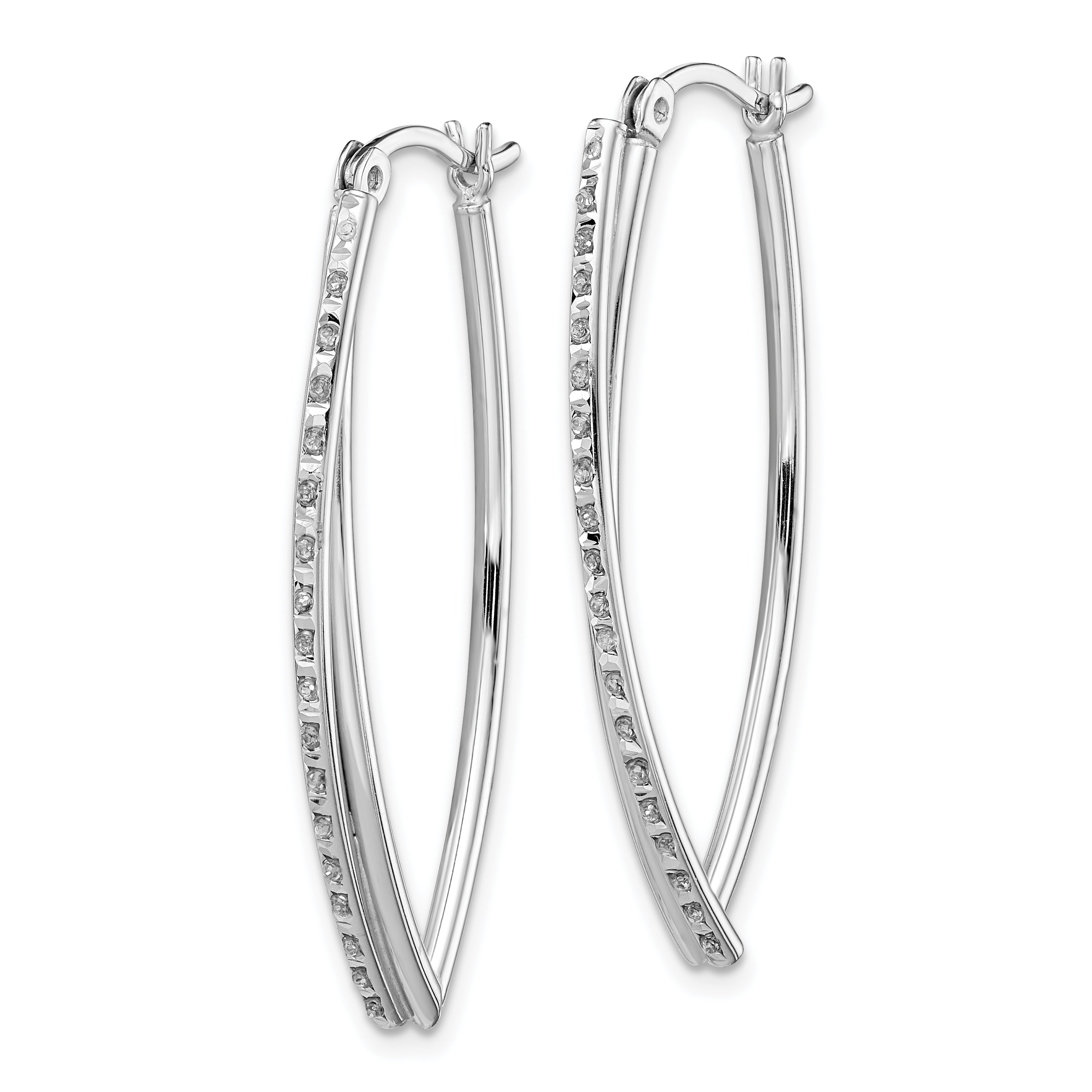 Sterling Silver Diamond Fascination Mystique Platinum-Plated Hoop Earrings