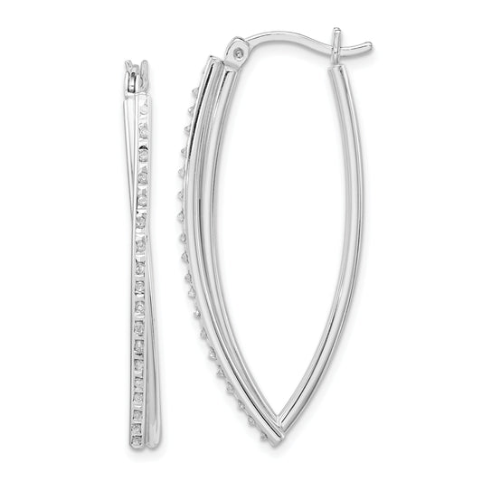 Sterling Silver Diamond Fascination Mystique Platinum-Plated Hoop Earrings