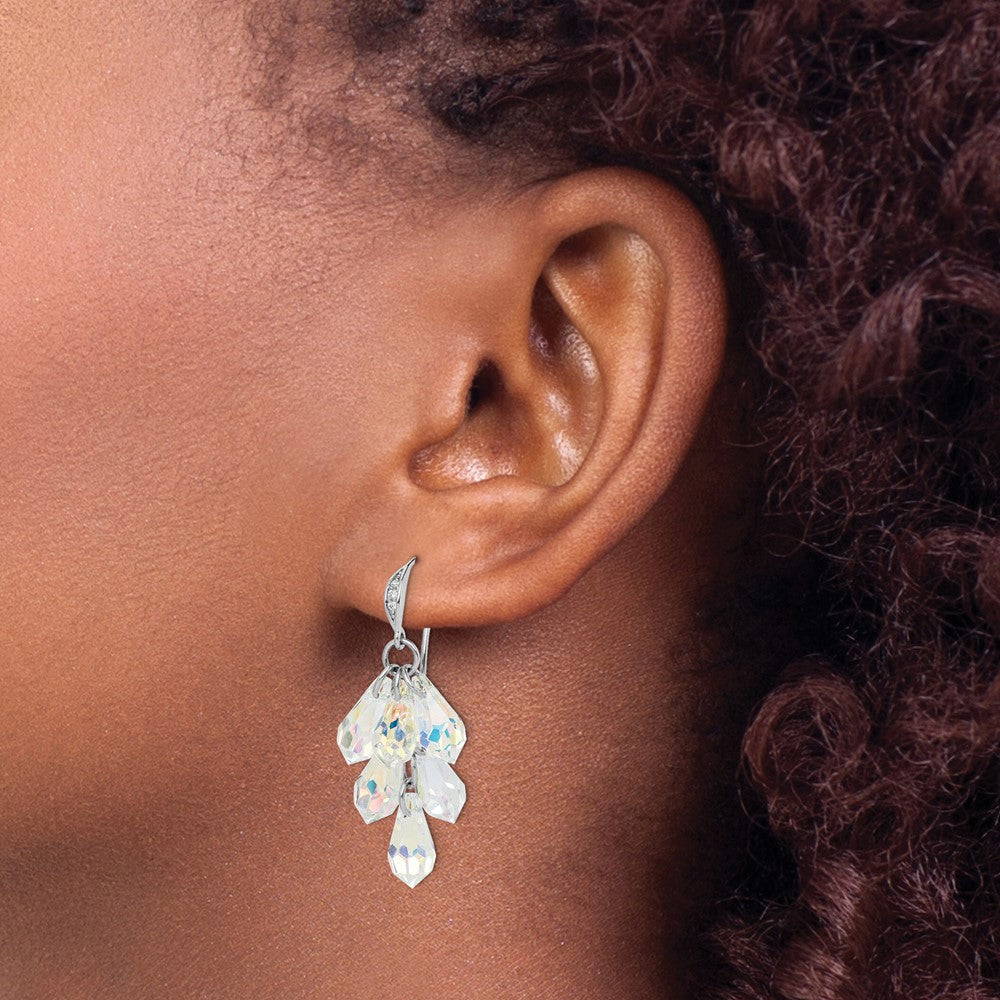 Sterling Silver Rhodium-Plated Aurora Crystal Dangle Earrings