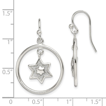 Sterling Silver Glitter Enamel Star Hoop Dangle Earrings