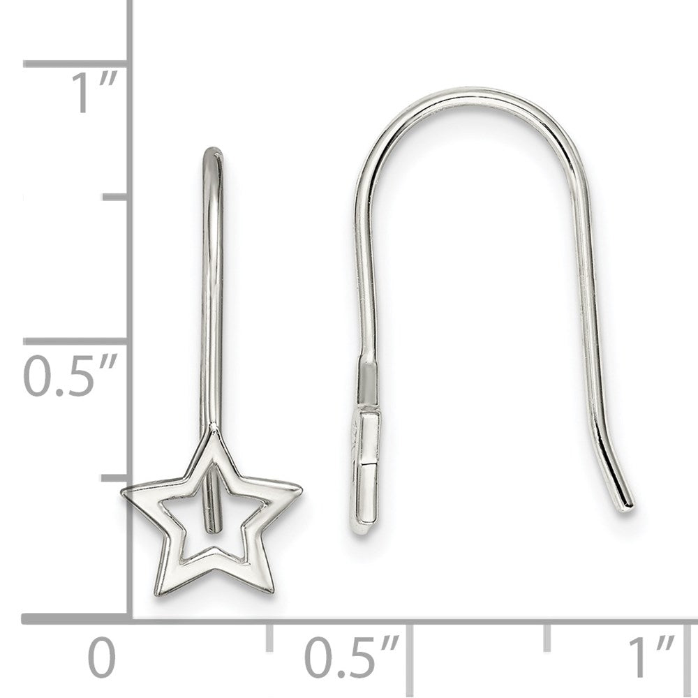 Sterling Silver Cut-Out Star Shepherd Hook Earrings