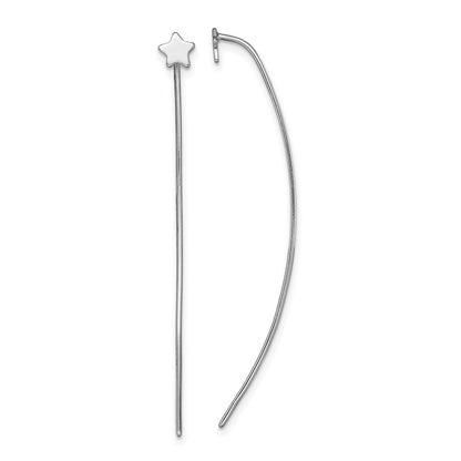 Sterling Silver Rhodium Plated Star Stud Threader Earrings