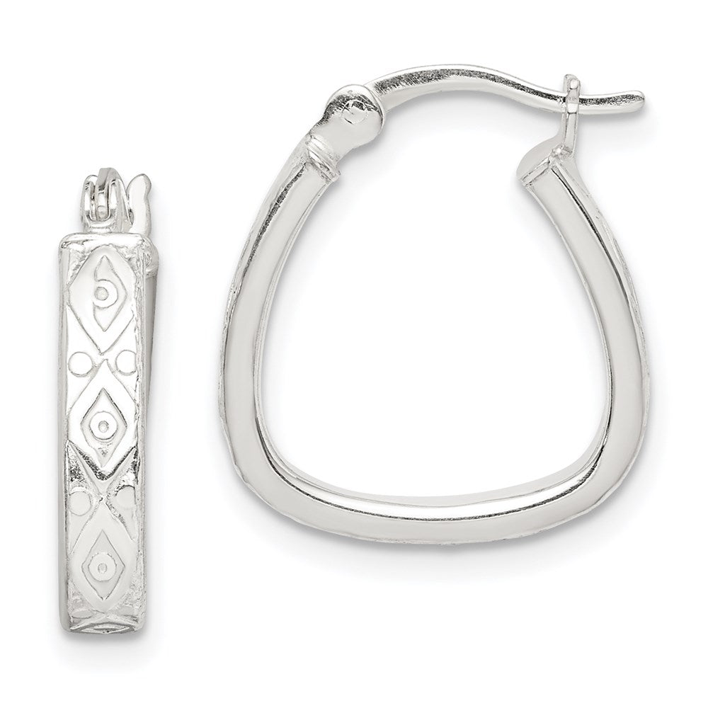 Sterling Silver Patterned 3mm Hoop Earrings