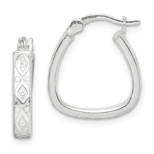 Sterling Silver Patterned 3mm Hoop Earrings