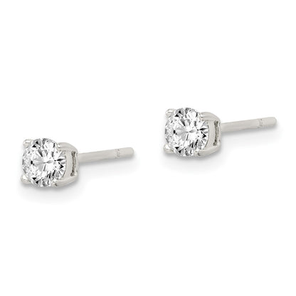 Sterling Silver Polished 4mm Round Cz Stud Earrings
