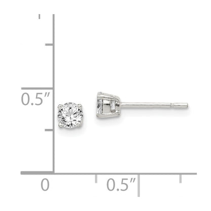 Sterling Silver Polished 4mm Round Cz Stud Earrings