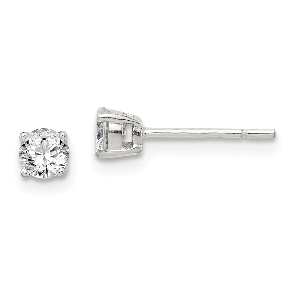 Sterling Silver Polished 4mm Round Cz Stud Earrings