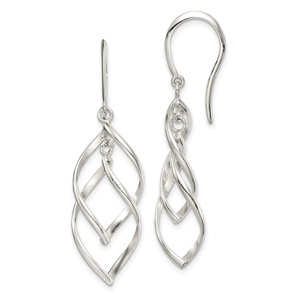 Sterling Silver Polished Fancy Twisted Dangle Earrings