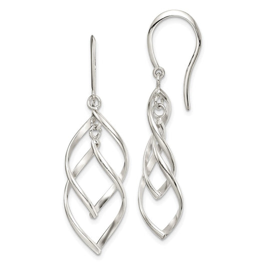 Sterling Silver Polished Fancy Twisted Dangle Earrings