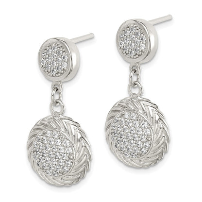 Sterling Silver Cz Circle Dangle Earrings