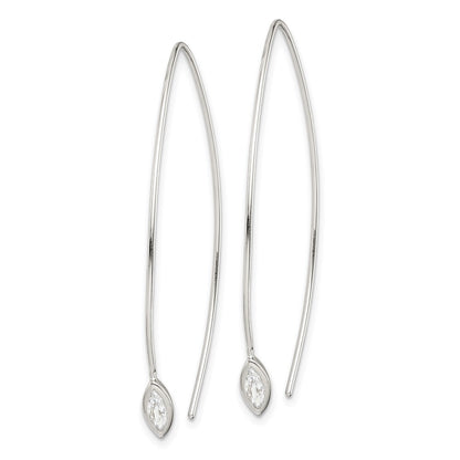 Sterling Silver Oval Cz Threader Earrings