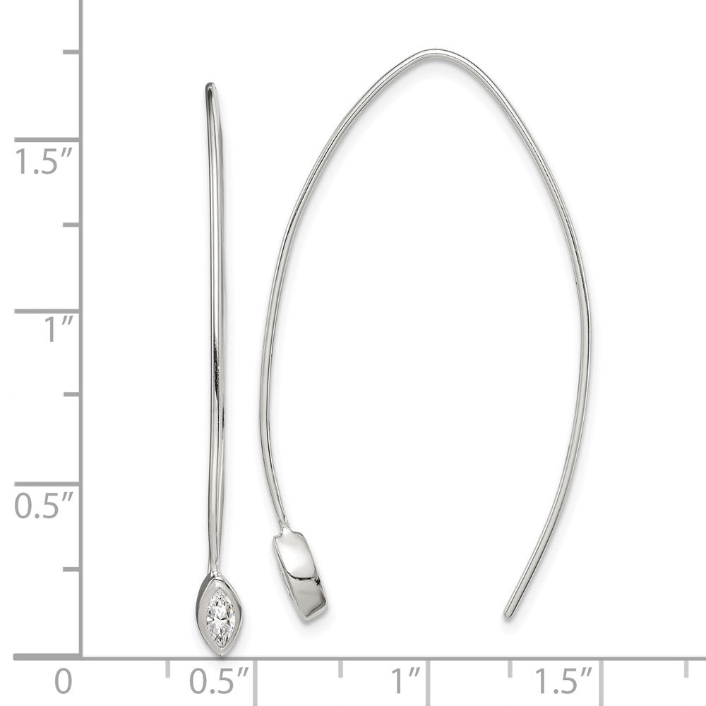 Sterling Silver Oval Cz Threader Earrings