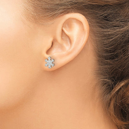Sterling Silver Cz Snowflake Post Earrings