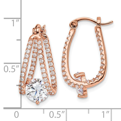 Sterling Silver Rose-Tone Cz Hoop Earrings